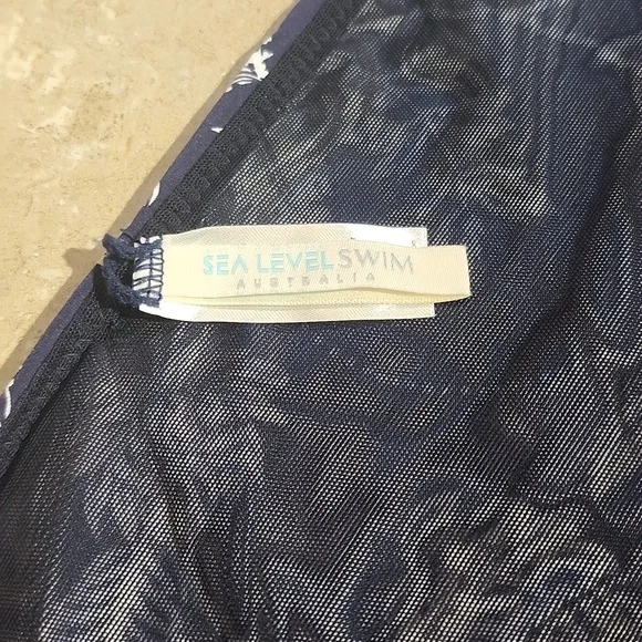 Sea Level Navy Floral Mid-Rise Bikini Bottoms 10 - Picture 4 of 4